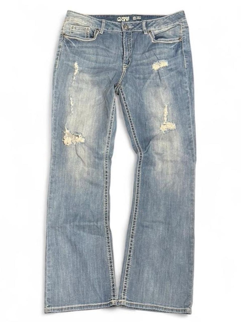 Y2K Warehouse One Embroidered Mid Rise Bootcut Jeans